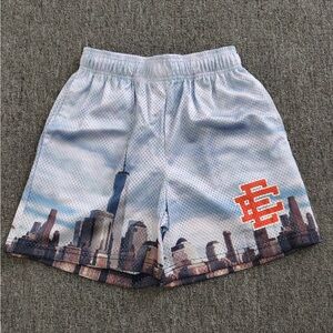 Eric Emanuel Skyline Print Men's Shorts - Blue and Orange